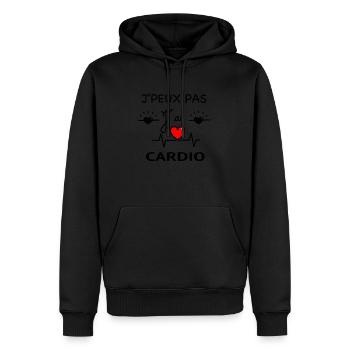 J'PEUX PAS J'AI CARDIO - Sweat à capuche Premium bio Homme - noir - Devant - Nico (187cm)