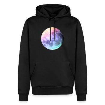Mond in Pastell Regenbogen - Männer Premium Bio Hoodie - Schwarz - Vorne - Nico (187cm)