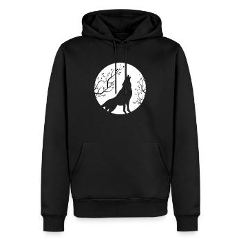Wolf Design Wölfe Vollmond Geister der Wildnis - Männer Premium Bio Hoodie - Schwarz - Vorne - Nico (187cm)