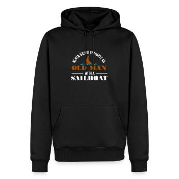 Never underestimate an old man with a sail boat - Männer Premium Bio Hoodie - Schwarz - Vorne - Nico (187cm)