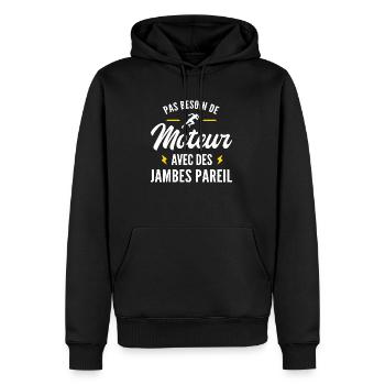 pas besoin de moteur avec des jambes pareil - Sweat à capuche Premium bio Homme - noir - Devant - Nico (187cm)
