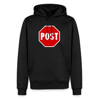 Signe de route de poteau - Sweat à capuche Premium bio Homme - noir - Devant - Nico (187cm)
