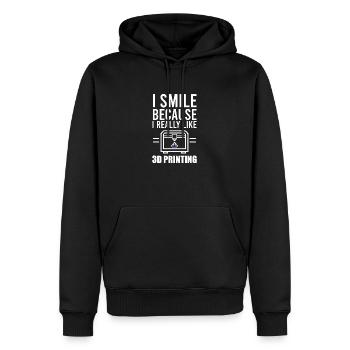 I smile because I really like 3D Printing Gift - Sweat à capuche Premium bio Homme - noir - Devant - Nico (187cm)