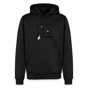 T-shirt drôle humour Toi Tu Vis - Sweat à capuche Premium bio Homme - noir - Devant - Nico (187cm)