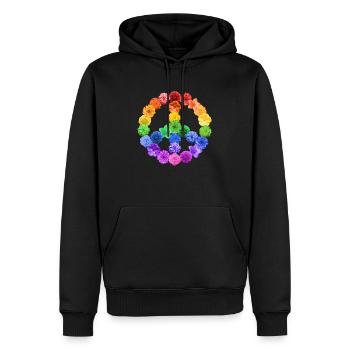 Blumen Peace Flowerpower - Männer Premium Bio Hoodie - Schwarz - Vorne - Nico (187cm)