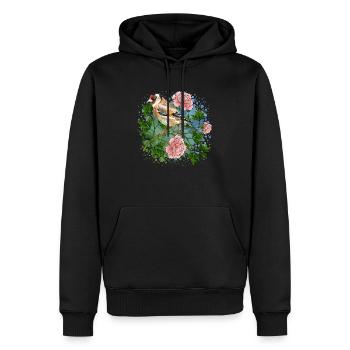 Bunte Vogel - Männer Premium Bio Hoodie - Schwarz - Vorne - Nico (187cm)