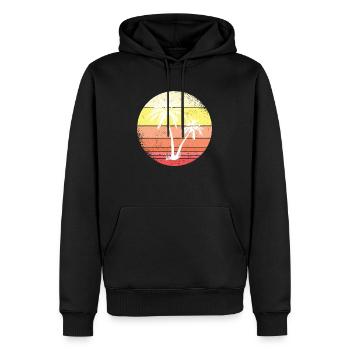 Palme, vacances, plage - Sweat à capuche Premium bio Homme - noir - Devant - Nico (187cm)