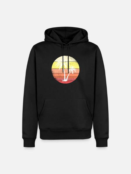 Palme, Urlaub, Strand - Männer Premium Bio Hoodie - Schwarz