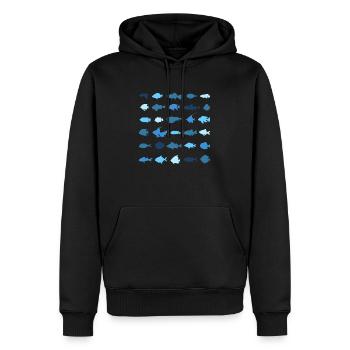 Les petits poissons - Sweat à capuche Premium bio Homme - noir - Devant - Nico (187cm)