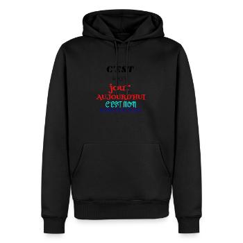 c'est mon jour aujourd'hui c'est mon anniversaire - Sweat à capuche Premium bio Homme - noir - Devant - Nico (187cm)