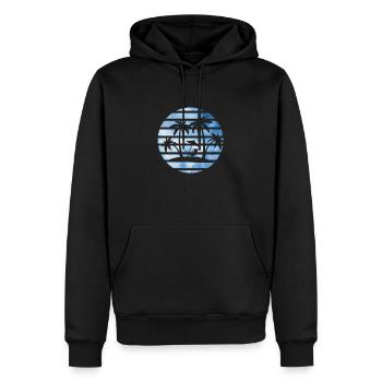 PALM TREES - Men’s Premium Organic Hoodie - black - Front - Nico (187cm)