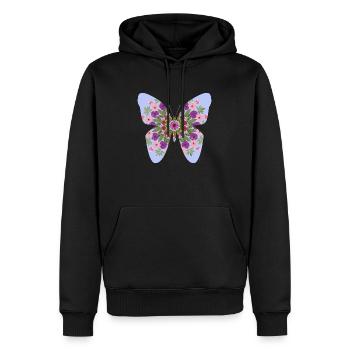 Schmetterling und Blumen - Männer Premium Bio Hoodie - Schwarz - Vorne - Nico (187cm)