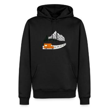VAN LIFE VANLIFER NOMADS - Männer Premium Bio Hoodie - Schwarz - Vorne - Nico (187cm)
