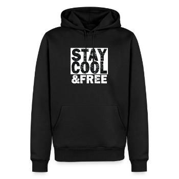 Stay Cool & Free - Männer Premium Bio Hoodie - Schwarz - Vorne - Nico (187cm)