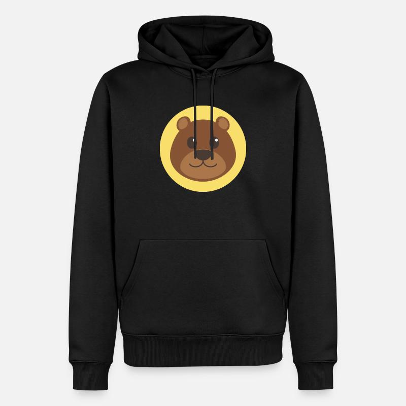Bär Kopf - Männer Premium Bio Hoodie - Schwarz