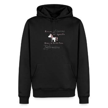 Licorne Infimiere - Sweat à capuche Premium bio Homme - noir - Devant - Nico (187cm)