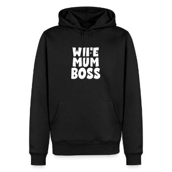 Wife Mum Boss - Männer Premium Bio Hoodie - Schwarz - Vorne - Nico (187cm)