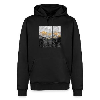 Dreamy Hills Watercolour Abstract Artwork, Gold - Männer Premium Bio Hoodie - Schwarz - Vorne - Nico (187cm)