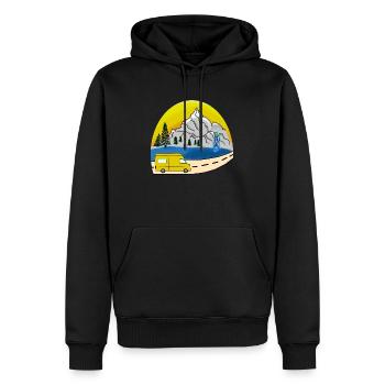 van life - Sweat à capuche Premium bio Homme - noir - Devant - Nico (187cm)