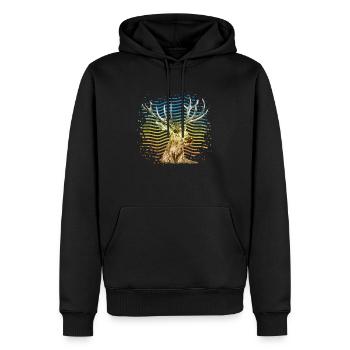 cerf - Sweat à capuche Premium bio Homme - noir - Devant - Nico (187cm)