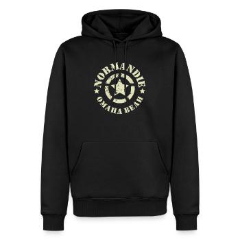 normandie omaha plage directe - Sweat à capuche Premium bio Homme - noir - Devant - Nico (187cm)