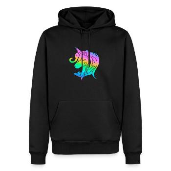 Glitter unicorn unicorn - Men’s Premium Organic Hoodie - black - Front - Nico (187cm)