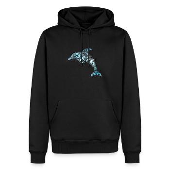 Dauphin aquarelle bleu de l’océan - Sweat à capuche Premium bio Homme - noir - Devant - Nico (187cm)