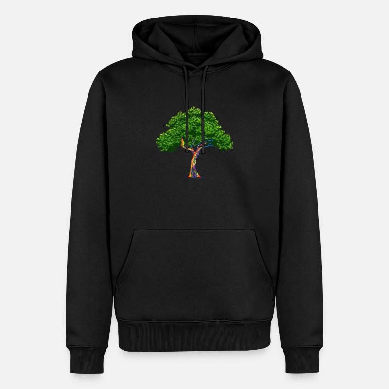 Rainbow Tree Arc-en-ciel-eucalyptus cadeau - Sweat à capuche Premium bio Homme - noir