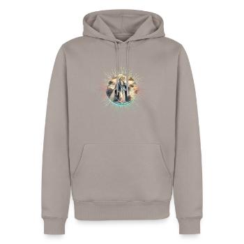 Maria Madonna - Männer Premium Bio Hoodie - Taupe - Vorne - Nico (187cm)