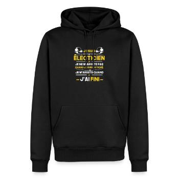je suis électricien - Sweat à capuche Premium bio Homme - noir - Devant - Nico (187cm)