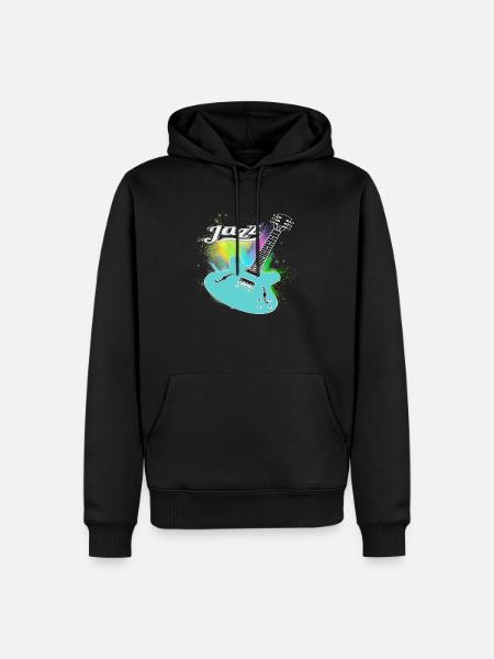 Jazz Guitar Splash Blue - Männer Premium Bio Hoodie - Schwarz