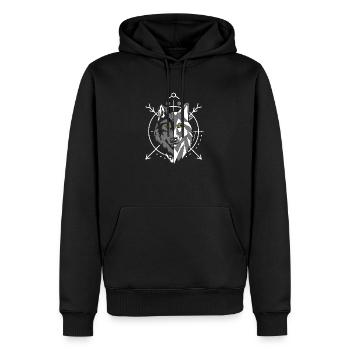 Geometric Grey Wolf in the Crosshairs - Men’s Premium Organic Hoodie - black - Front - Nico (187cm)