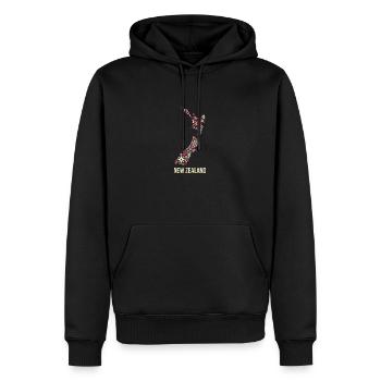 Neuseeland Karte Blumenmuster Souvenir Geschenk - Männer Premium Bio Hoodie - Schwarz - Vorne - Nico (187cm)