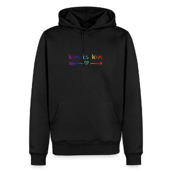 Love is Love! Statement gay gay LGBTQI+ - Men’s Premium Organic Hoodie - black - Front - Nico (187cm)