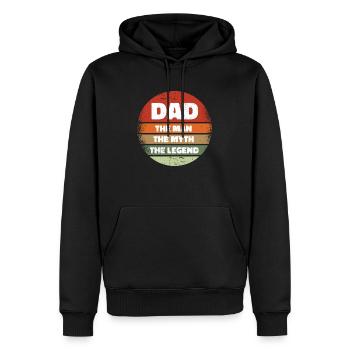 Papa Le man, The Myth, The Legend - Sweat à capuche Premium bio Homme - noir - Devant - Nico (187cm)