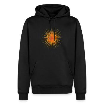 Feuer rot und Orange Dahlia Ombre Seeigel - Männer Premium Bio Hoodie - Schwarz - Vorne - Nico (187cm)