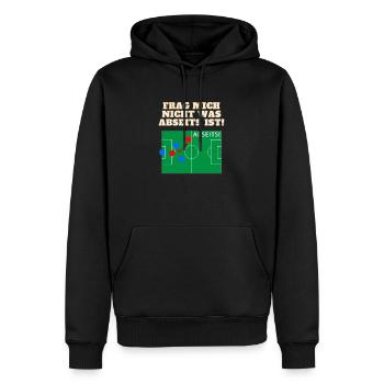 Frag mich nicht was Abseits ist! Abseitsregel! - Männer Premium Bio Hoodie - Schwarz - Vorne - Nico (187cm)