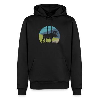 L’orignal - Sweat à capuche Premium bio Homme - noir - Devant - Nico (187cm)