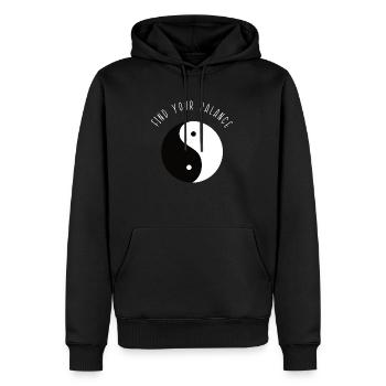 Finden Sie Ihr Gleichgewicht - Männer Premium Bio Hoodie - Schwarz - Vorne - Nico (187cm)