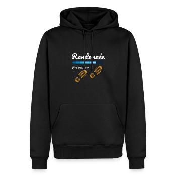 Randonnée en cours cadeau marche - Sweat à capuche Premium bio Homme - noir - Devant - Nico (187cm)