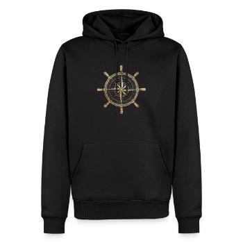Boussole en or - Sweat à capuche Premium bio Homme - noir - Devant - Nico (187cm)