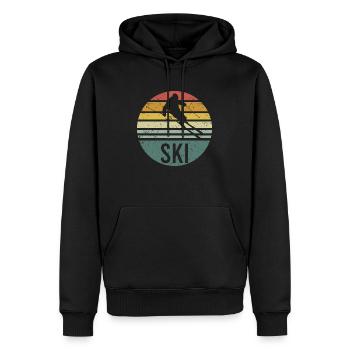 Ski Drôle Cool Ski Ski Vintage Retro Ski - Sweat à capuche Premium bio Homme - noir - Devant - Nico (187cm)