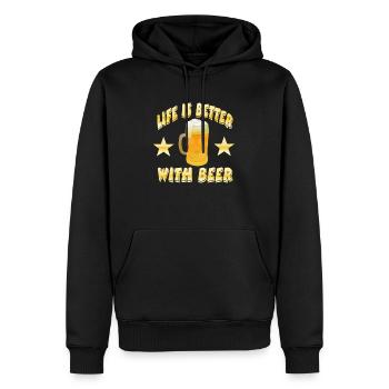 Bier - Männer Premium Bio Hoodie - Schwarz - Vorne - Nico (187cm)