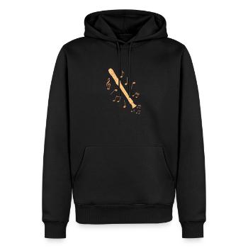 Soprano flûte à bec avec musique note idée cadeau - Sweat à capuche Premium bio Homme - noir - Devant - Nico (187cm)