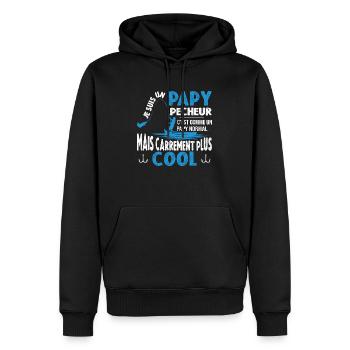 Papy Cadeau De Pêche Pour Pêcheur Grand Père - Sweat à capuche Premium bio Homme - noir - Devant - Nico (187cm)