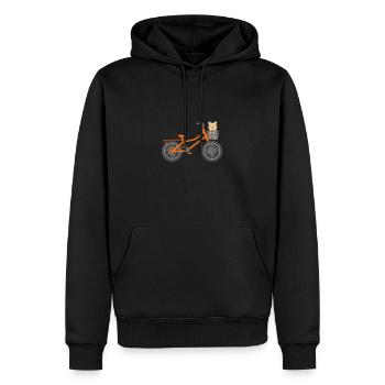 Corgi auf Fahrrad Radeln Corgi-Liebhaber Geschenk - Männer Premium Bio Hoodie - Schwarz - Vorne - Nico (187cm)