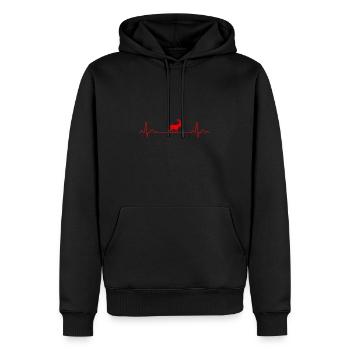 Herzschlag Alpensteinbock Alpen Wandern Geschenk - Männer Premium Bio Hoodie - Schwarz - Vorne - Nico (187cm)