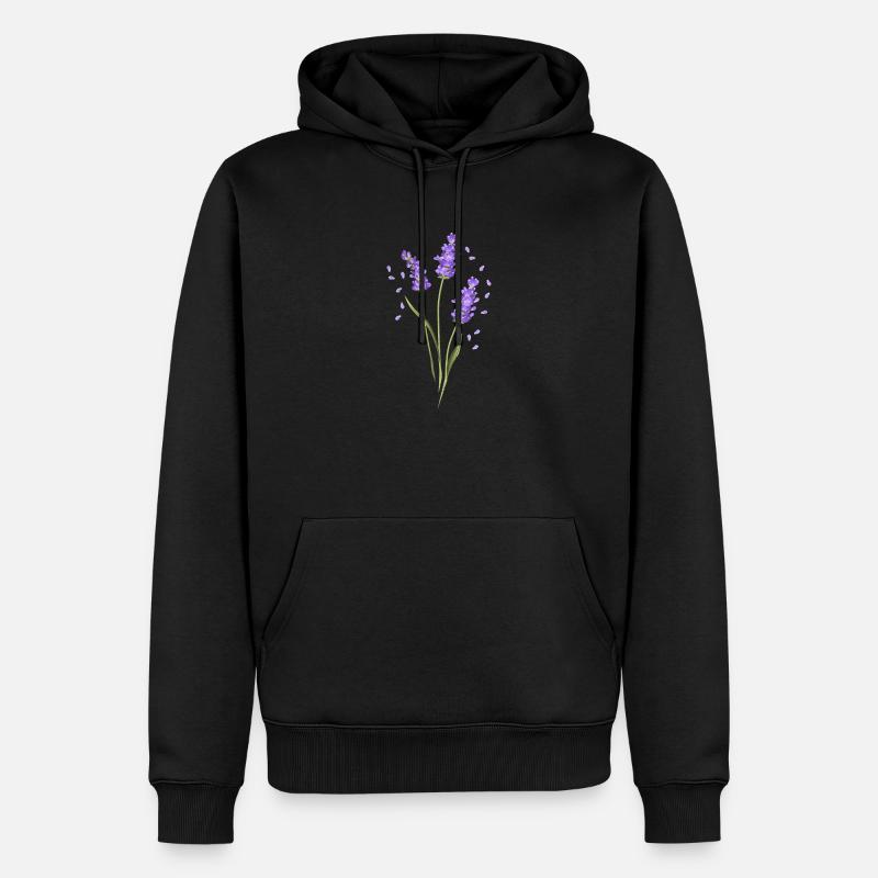 Fleur Pourpre Lavande Été Fleur Idée Cadeau - Sweat à capuche Premium bio Homme - noir