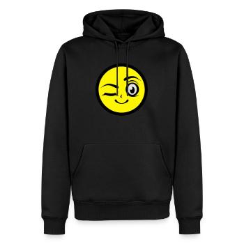 fille clin oeil sourire smiley - Sweat à capuche Premium bio Homme - noir - Devant - Nico (187cm)