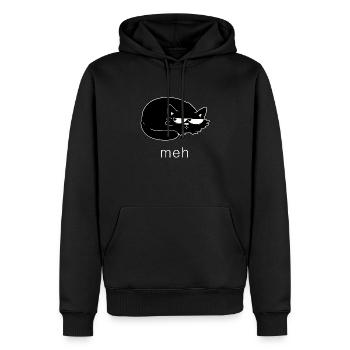 drôle de chat noir meh cat - Sweat à capuche Premium bio Homme - noir - Devant - Nico (187cm)